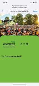 captive portal screen showing successful connection to WiFi